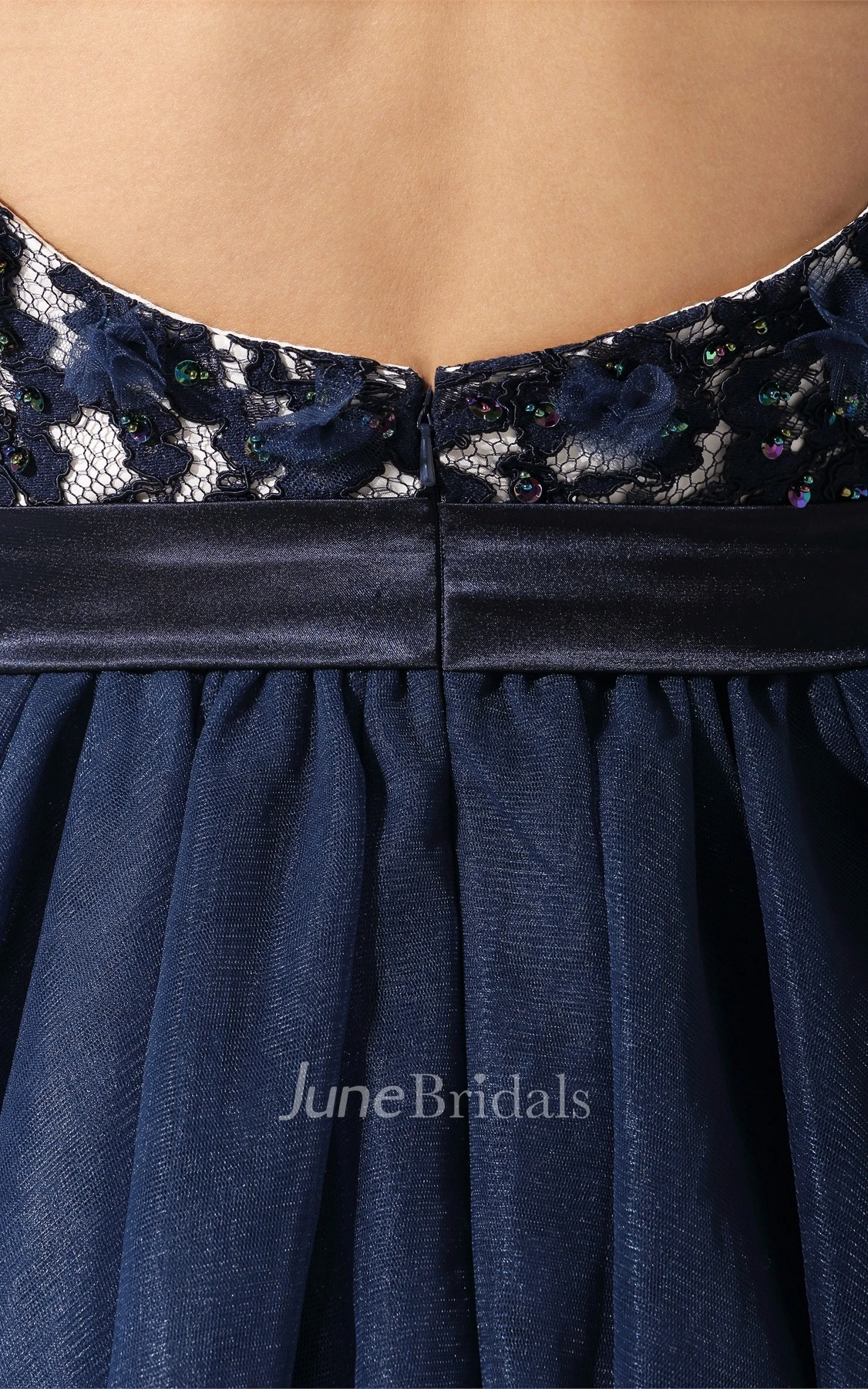 Adorable Strapped A-Line Mini Dress with Flower and Keyhole Back