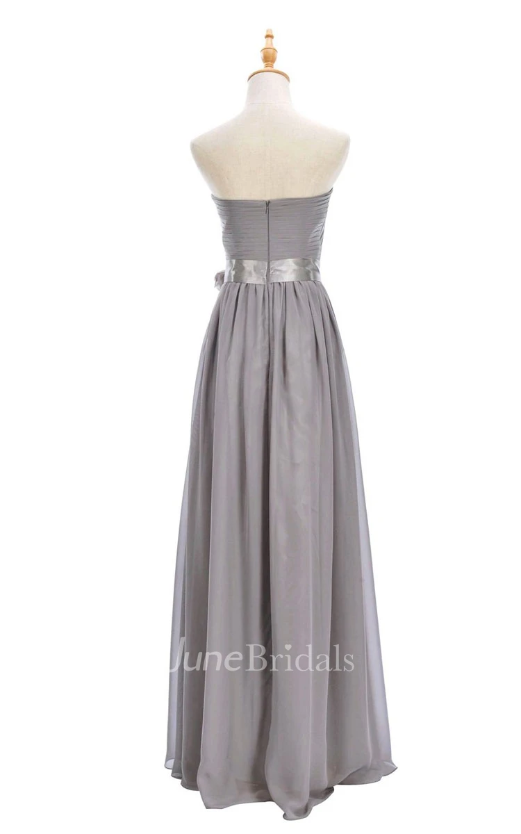 One-shoulder Sweetheart Long Empire Dress With Side Slit