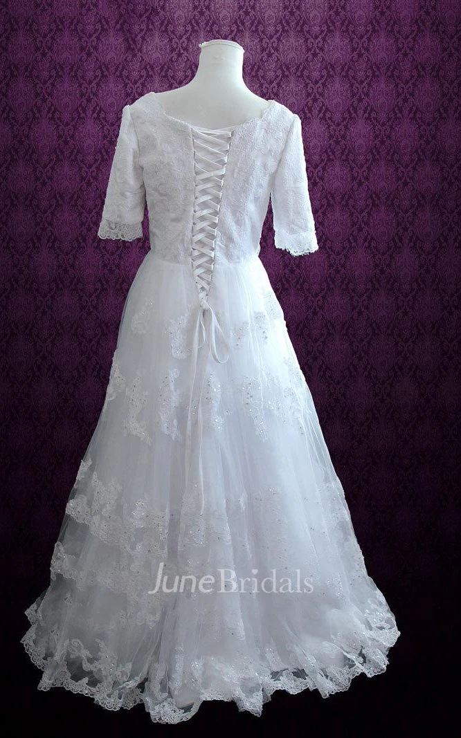V-Neck Half-Sleeve Dress With Beading Sash And Corset Dress