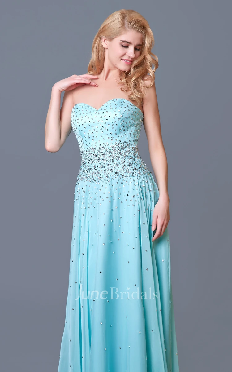 Glam Chic Beaded Sweetheart Layered A-line Chiffon Prom Gown