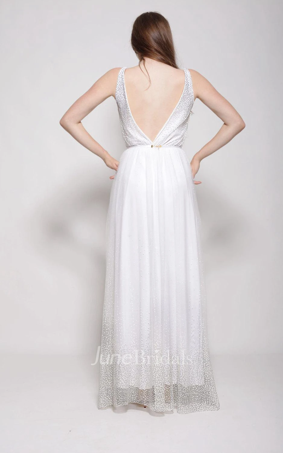 Boho Dotted Tulle Wedding Silver And White Dots Wedding Dress