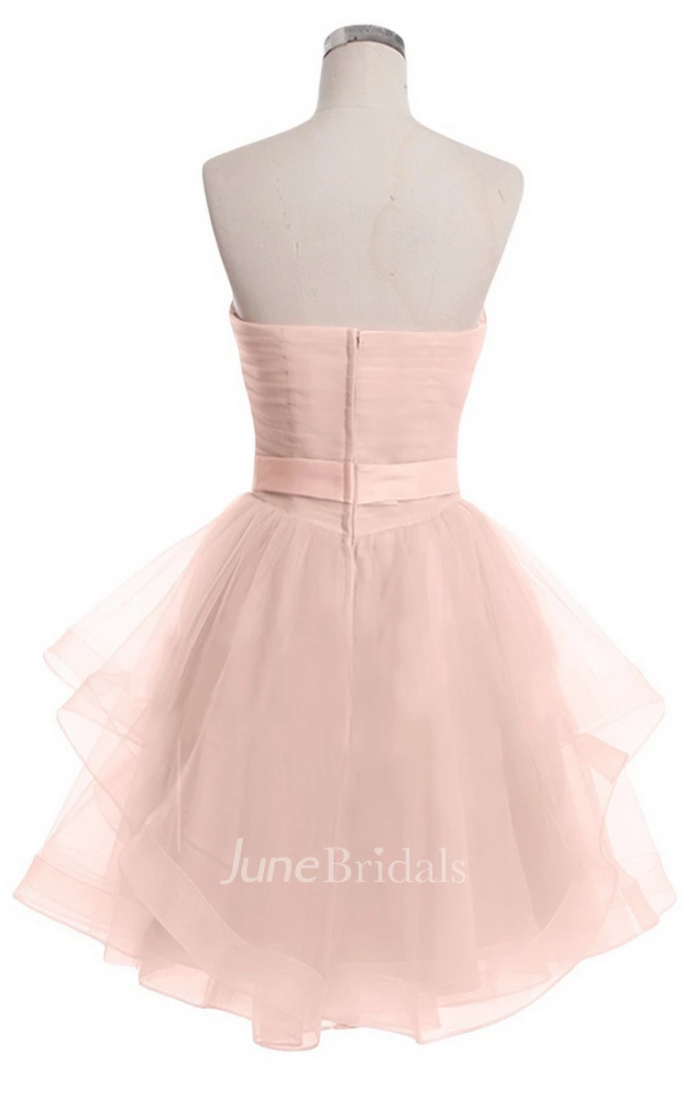 Sweetheart A-line Mini Dress With Pearled Waist