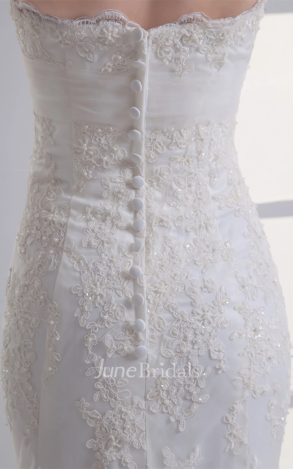 strapless lace mermaid gown with bolero and court train