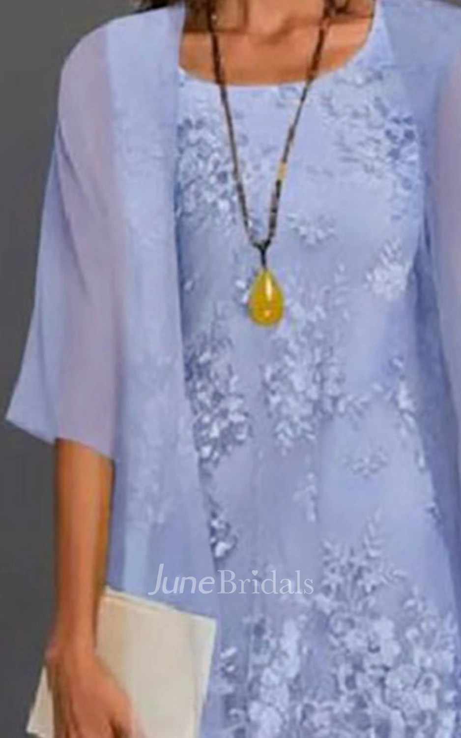 Pencil Chiffon Half Sleeve Illusion Mother of the Bride Dress Bateau Neck Knee-length Casual Modest Elegant