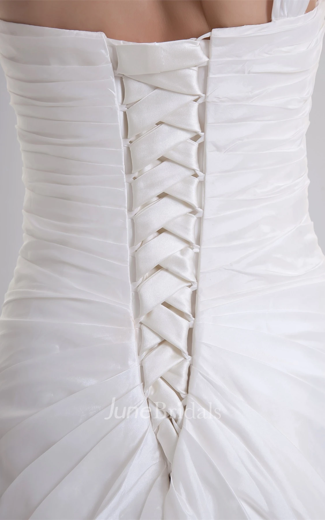 One-Shoulder Ruched A-Line Gown with Side Draping