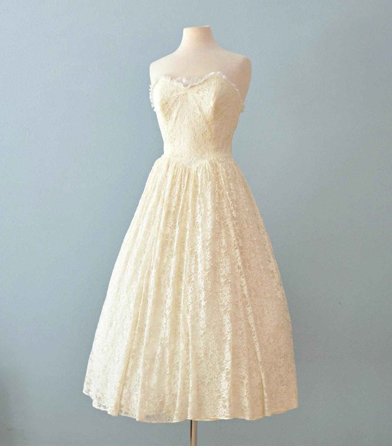 Sweetheart A-Line Lace Ballerina Length Wedding Dress With Pleats