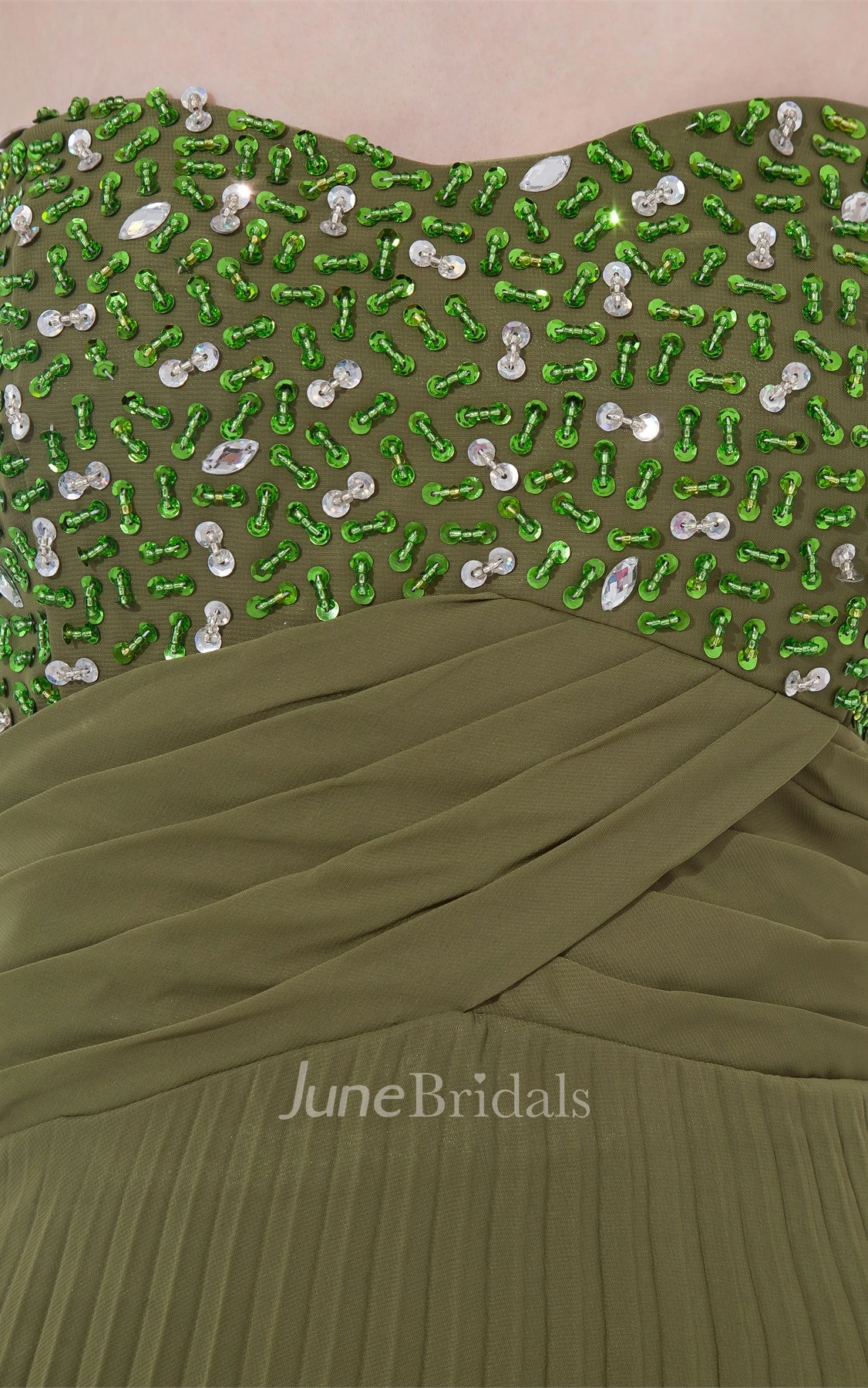 Sweetheart Pleated Maxi Dress with Gemmed Top