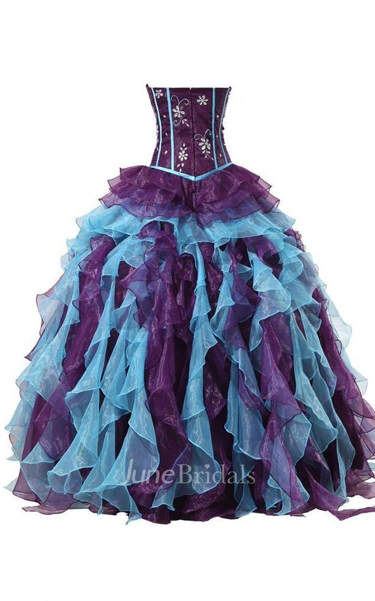 Sweetheart A-line Ball Gown With Ruffles and Appliques