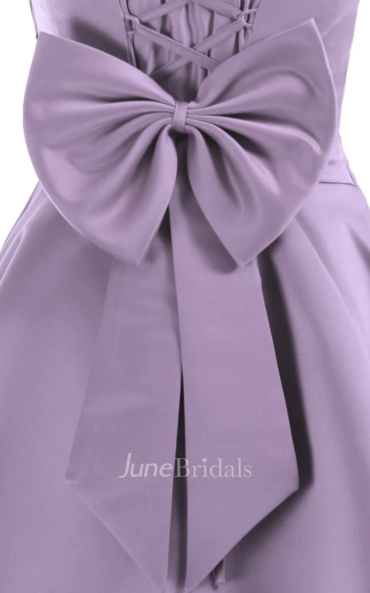 Strapless Pleat Layered Dress With Flower