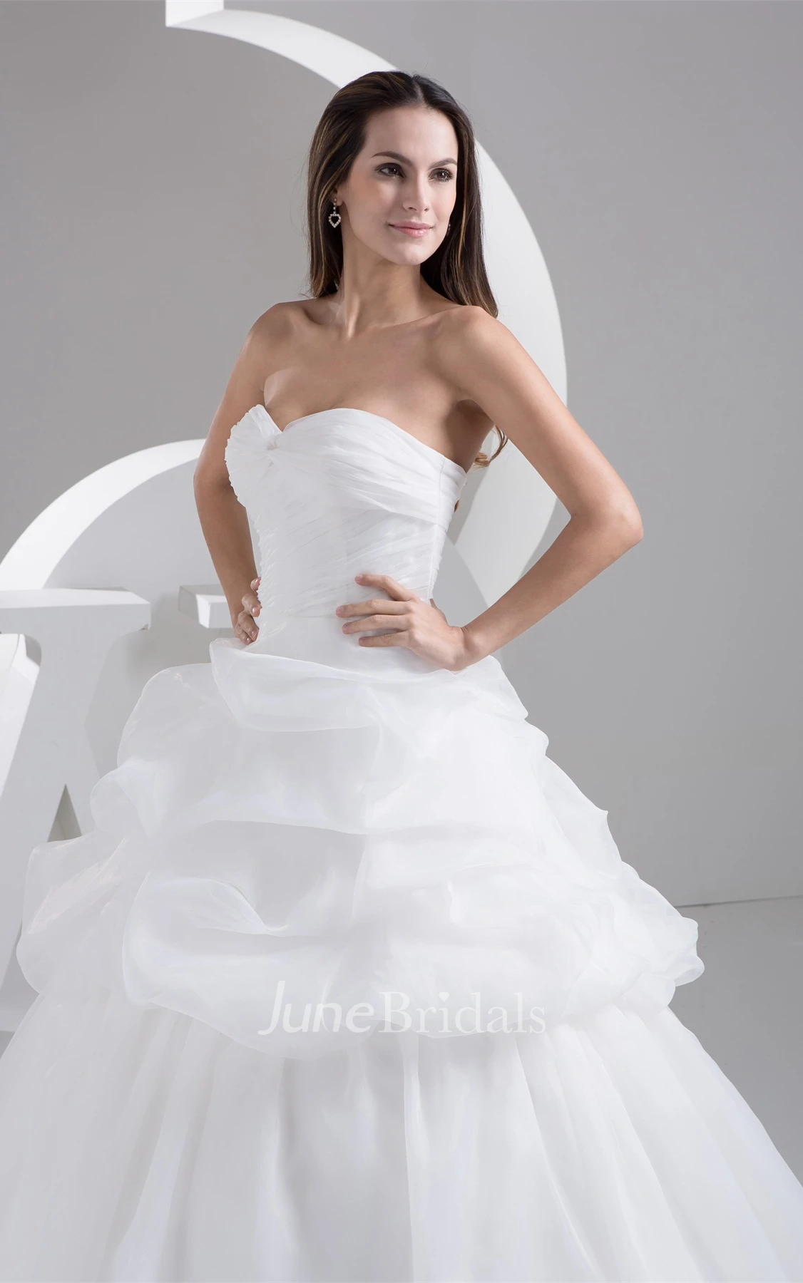 Sweetheart Criss-Cross Pick-Up Gown with Pleats