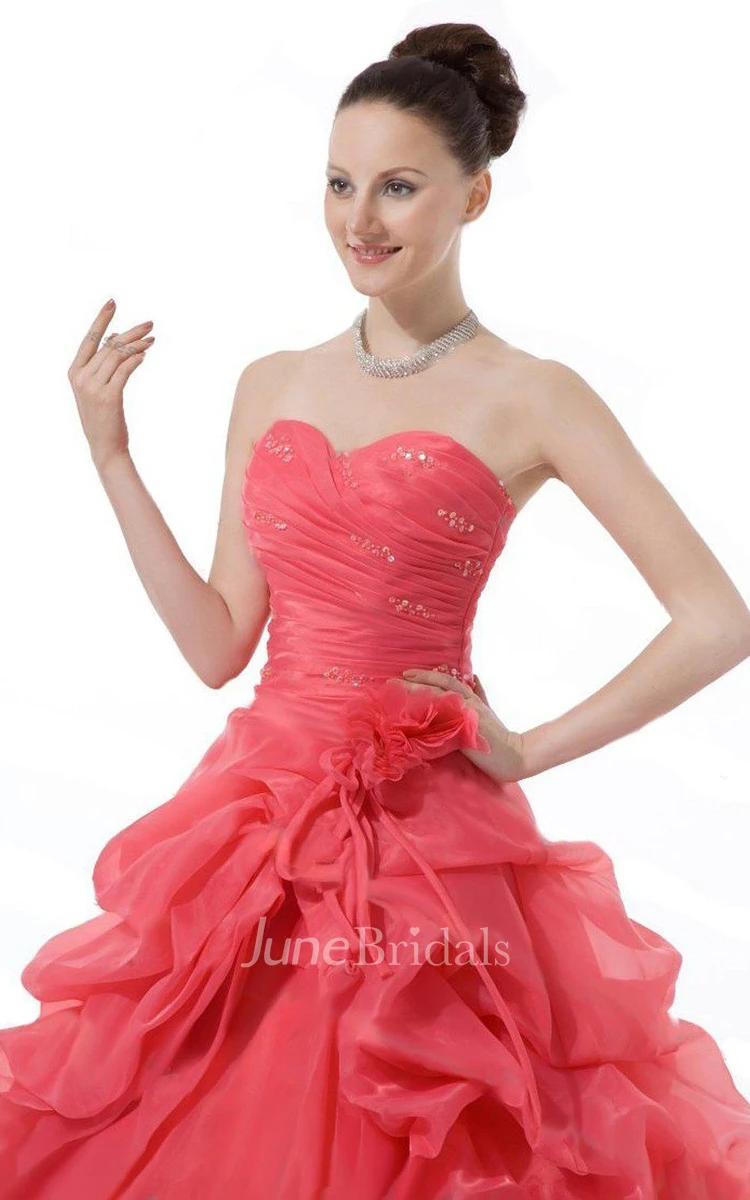 Sweetheart A-line Ballgown With Ruffles and Beadings