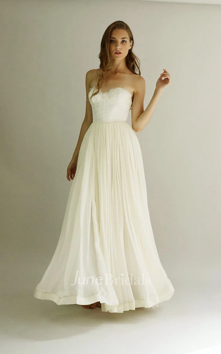 Lace And Chiffon Strapless Gown Samantha Size 10 Dress