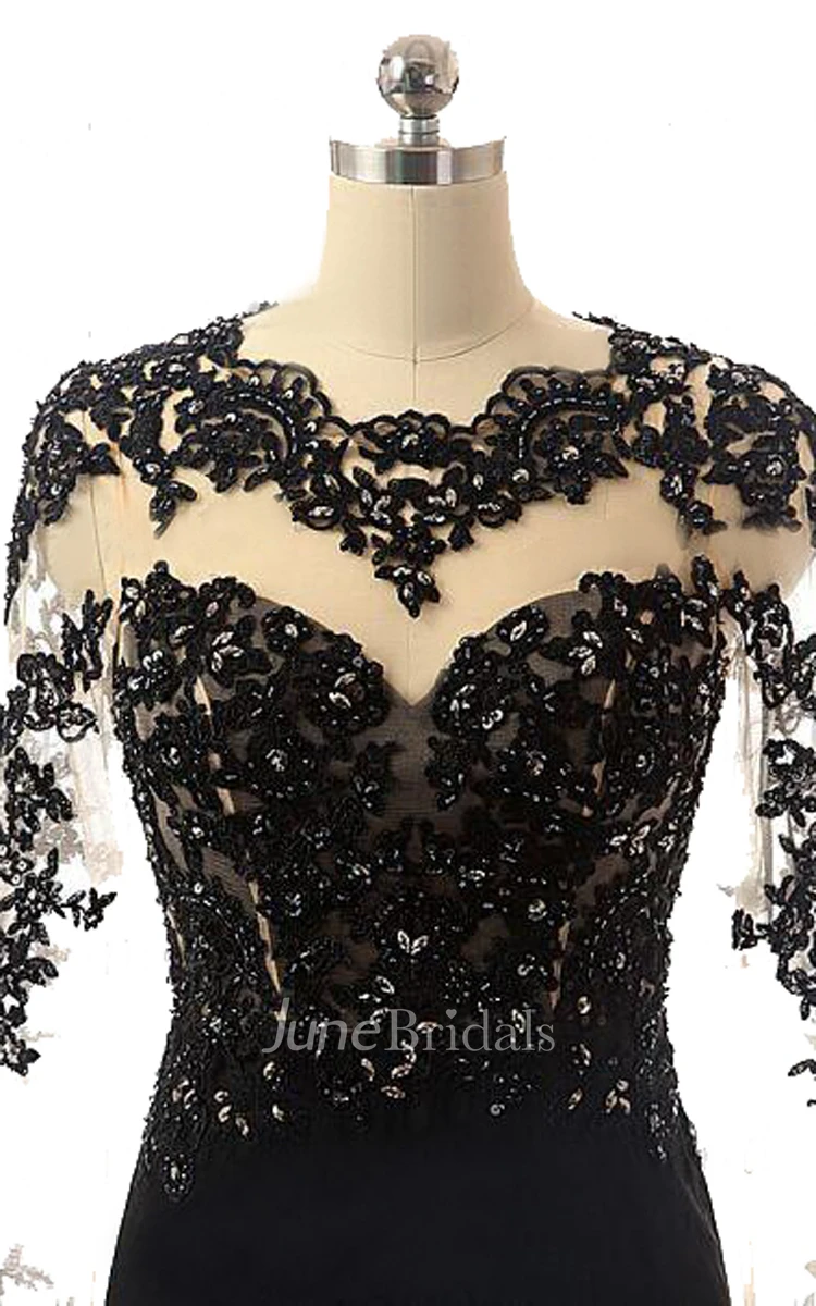 Mermaid Long Sleeve Tulle Dress With Beading