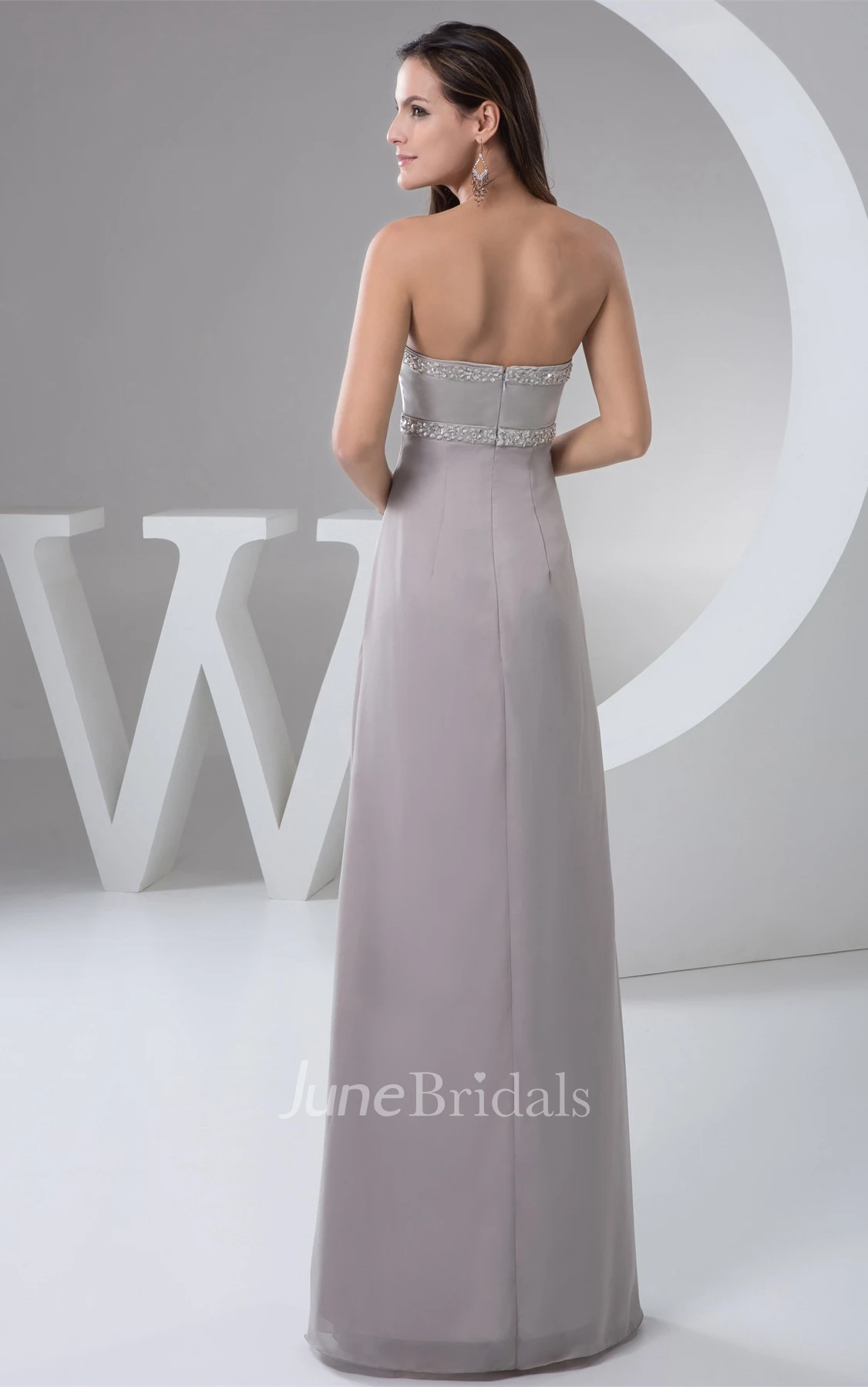 Sweetheart Empire Pleated Maxi Dress with Beaded Top
