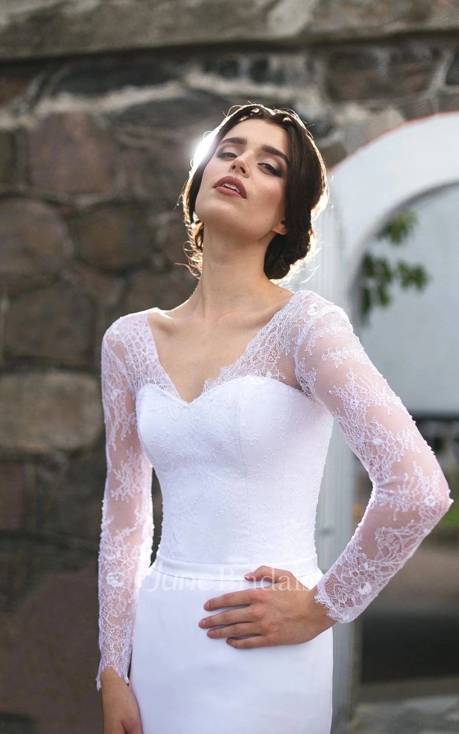 A-Line Mermaid Sweetheart V-Neck Chiffon Lace Dress With Corset Back