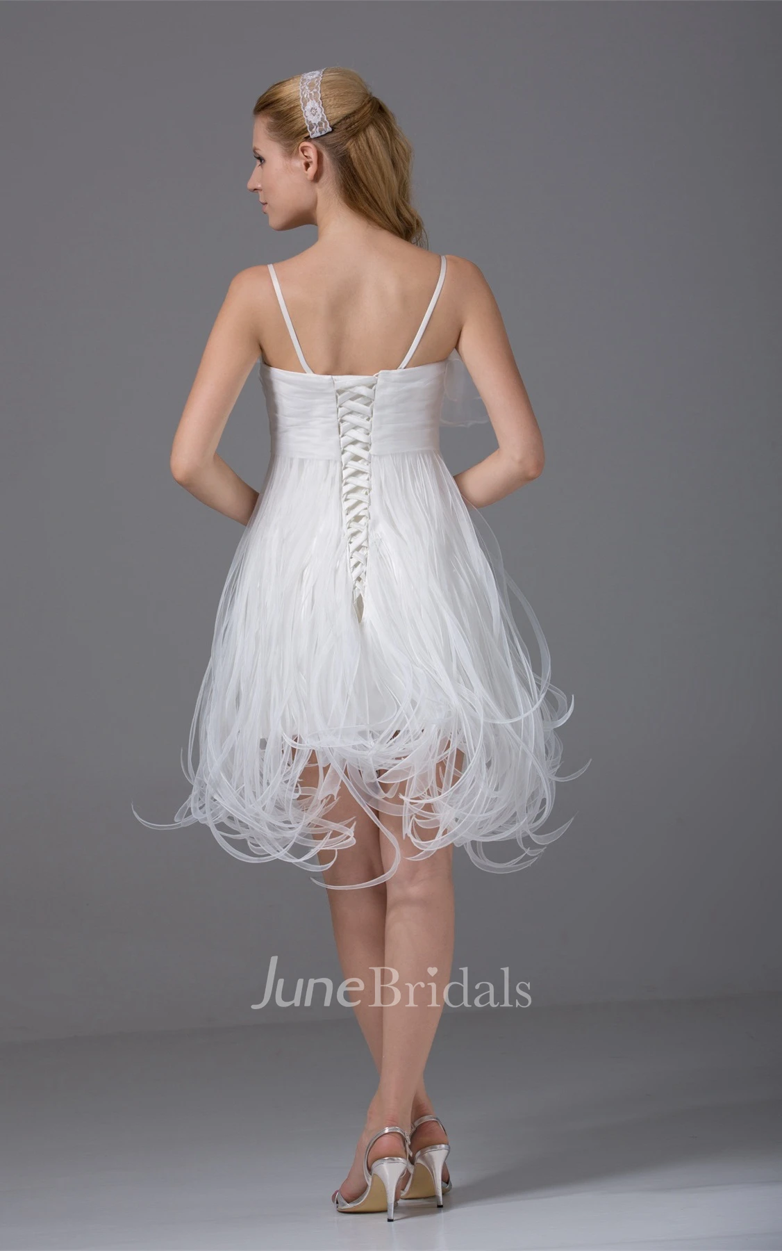 Spaghetti-Straps Mini Dress with Ruching and Corset Back