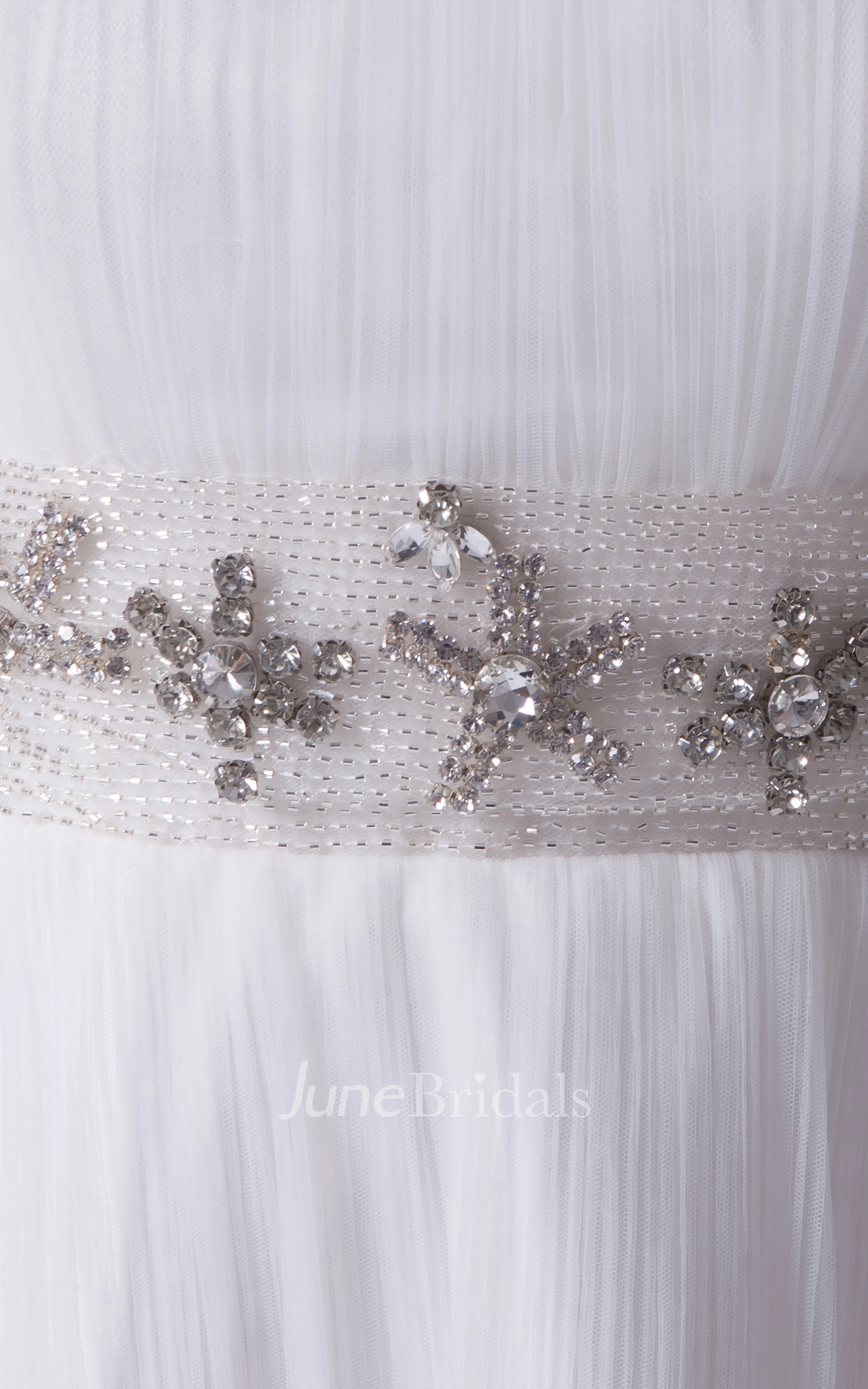 Chiffon Sleeveless Floor-Length Dress With Beaded Waist