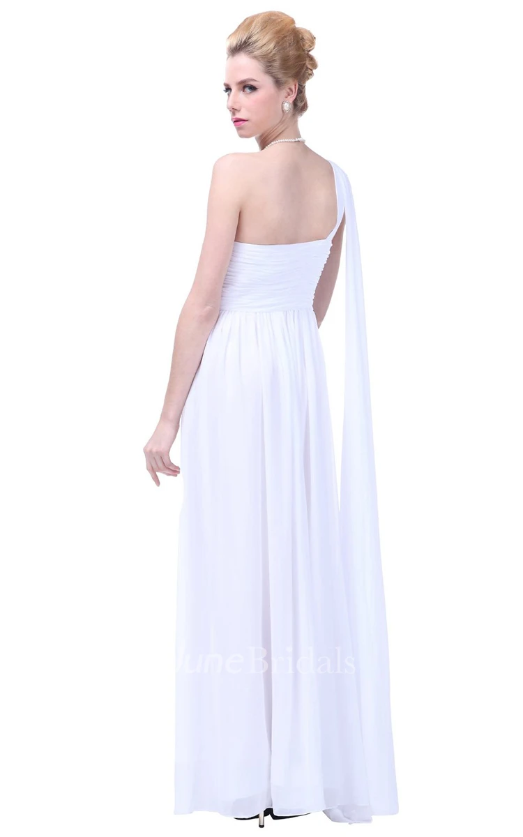 One-shoulder Basque Waist Ruffle Chiffon Dress