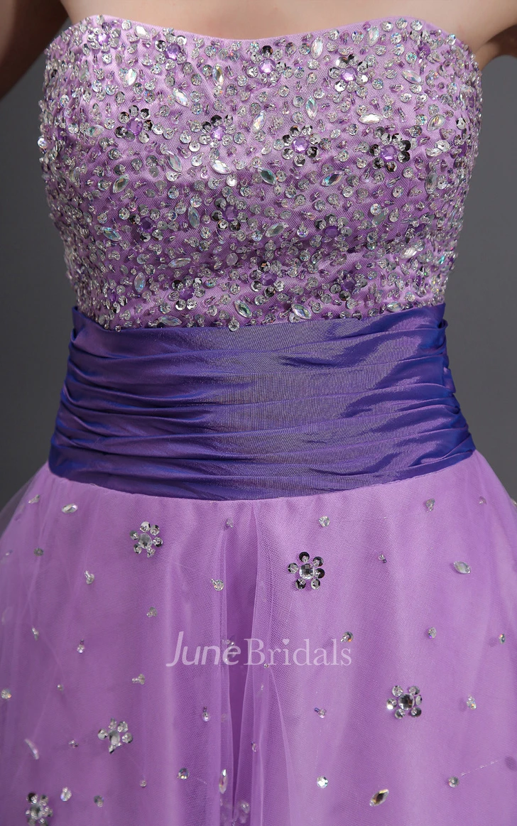 Sweetheart Sleeveless A-Line Dress With Soft Tulle And Beaded Top