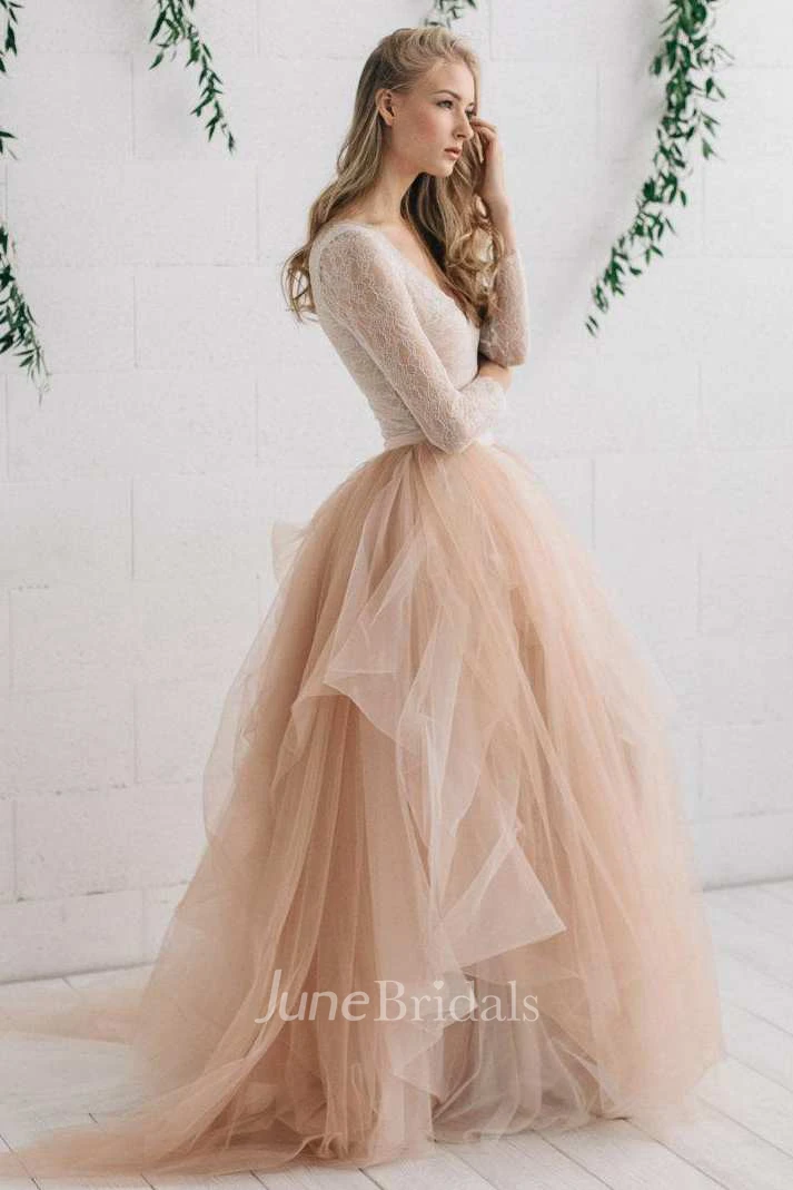 Tulle Satin Tiers Zipper Wedding Dress