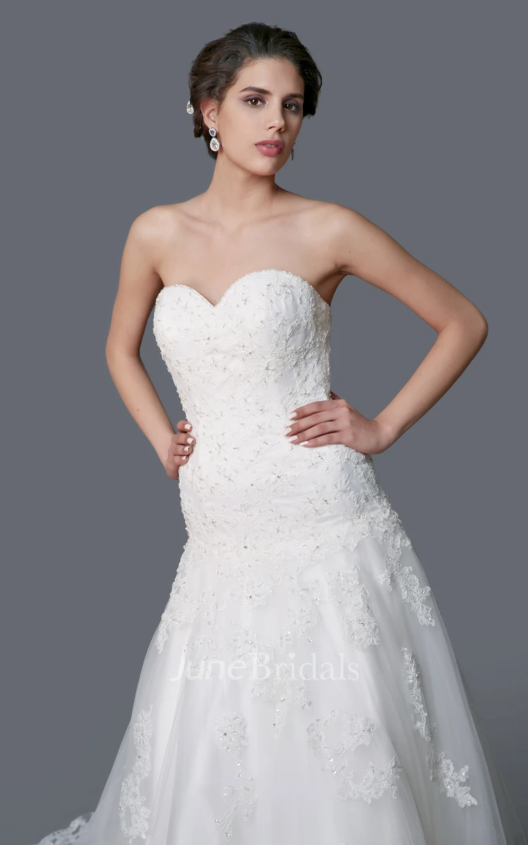 Feminine Dropped Waistline A-line Long Lace Dress