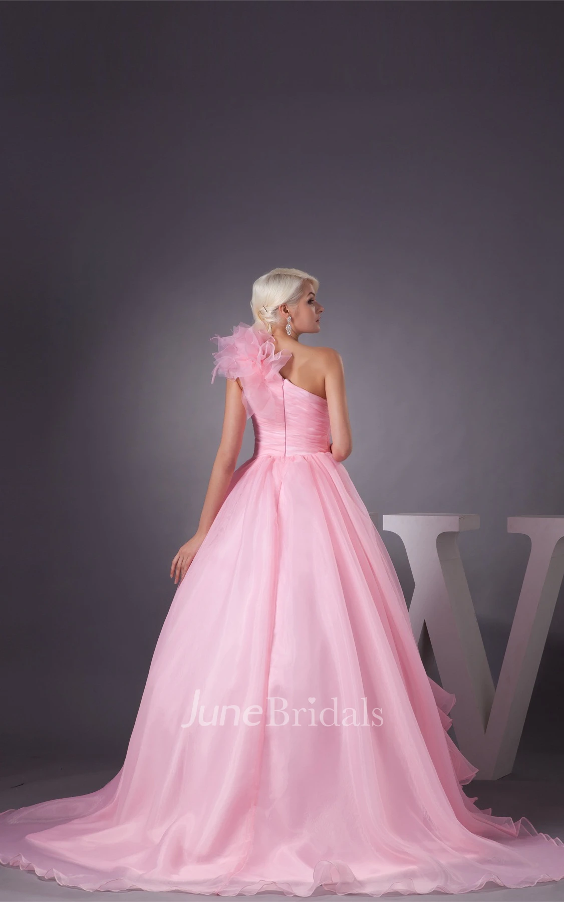 One-Shoulder Ruffled A-Line Dress with Tiers and Draping