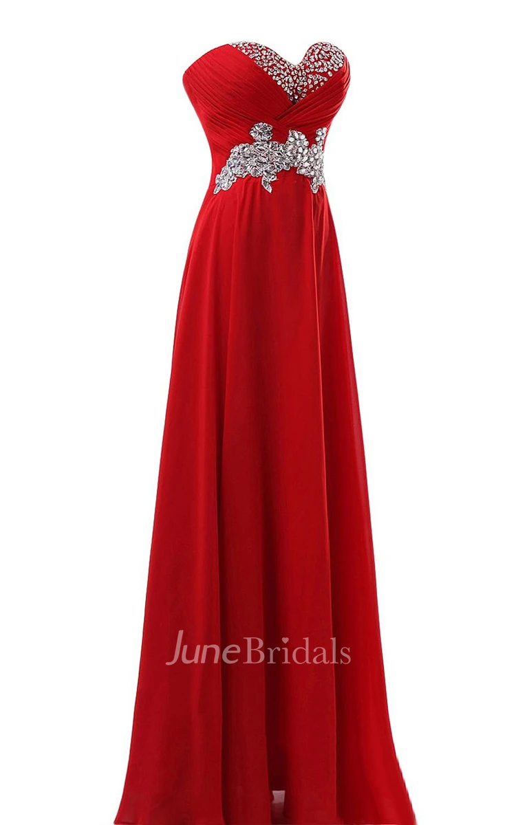 Sweetheart Crystal-beaded A-line Gown With Lace-up Back