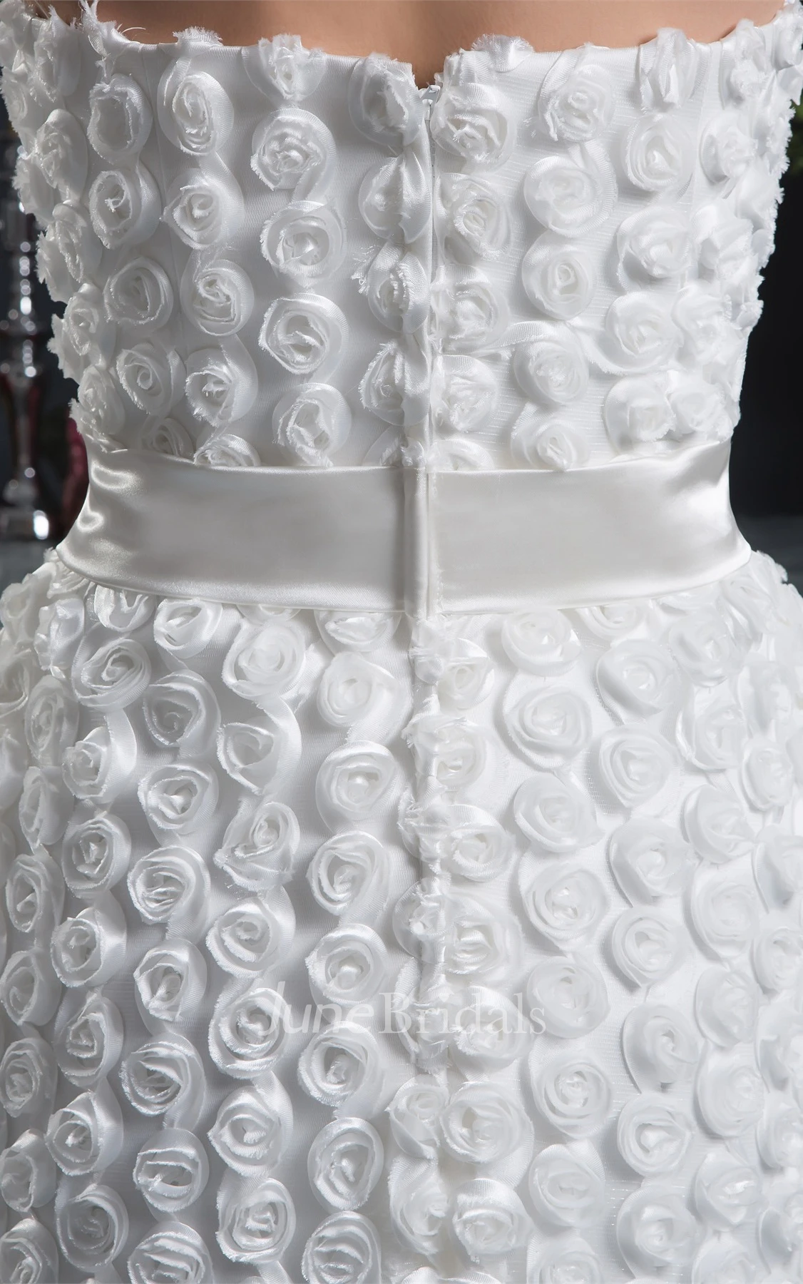 Floral Strapless A-Line Floor-Length Dress with Cinched Waist