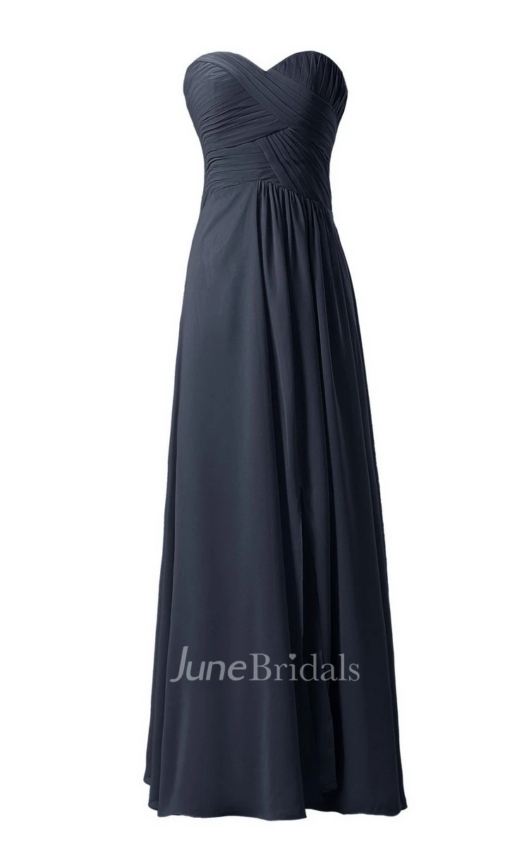 Chic Sweetheart Ruched A-line Gown With Zipper Back