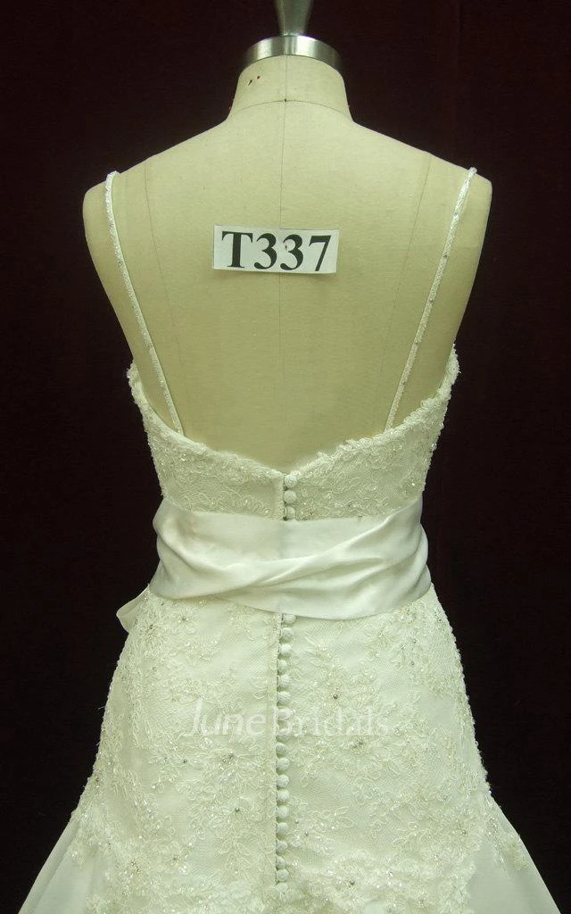 Spaghetti Strapped Lace Satin Weddig Dress
