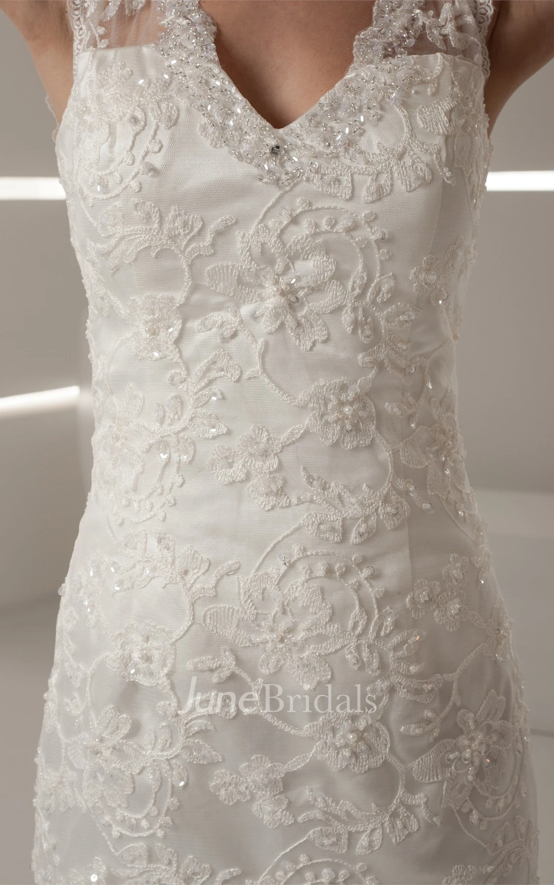 Caped-Sleeve V-Neck Mermaid Dress with Lace and Beading