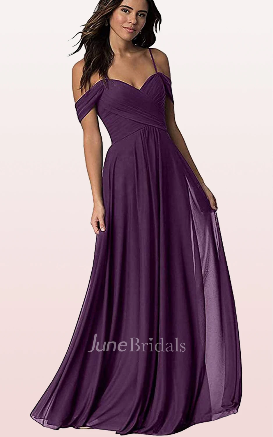 Simple A Line Off-the-shoulder Chiffon Sleeveless Bridesmaid Dress