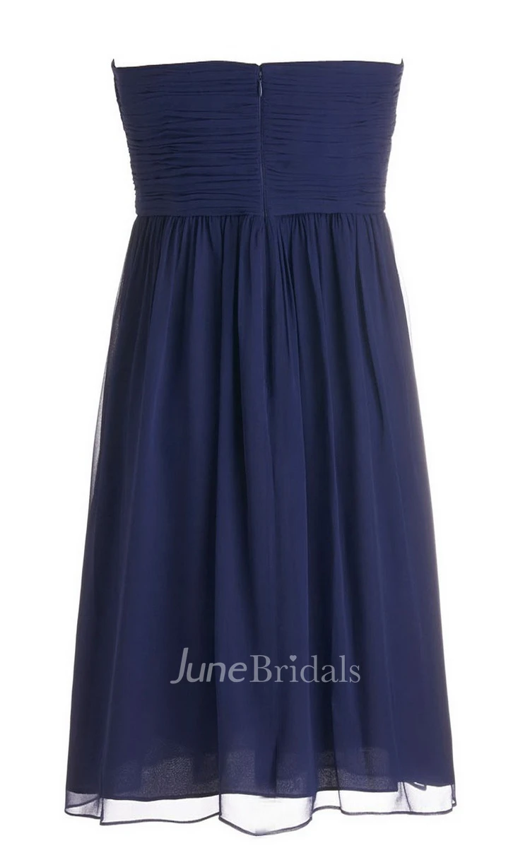 Strapless Mini Dress With Crisscross Ruching