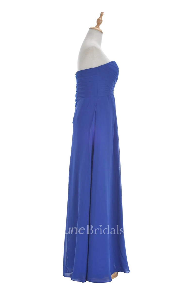 Strapless Ruched A-line Gown With Lace-up Back