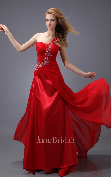 Maxi Ethereal Chiffon Ruched Dress With Embellished Strap