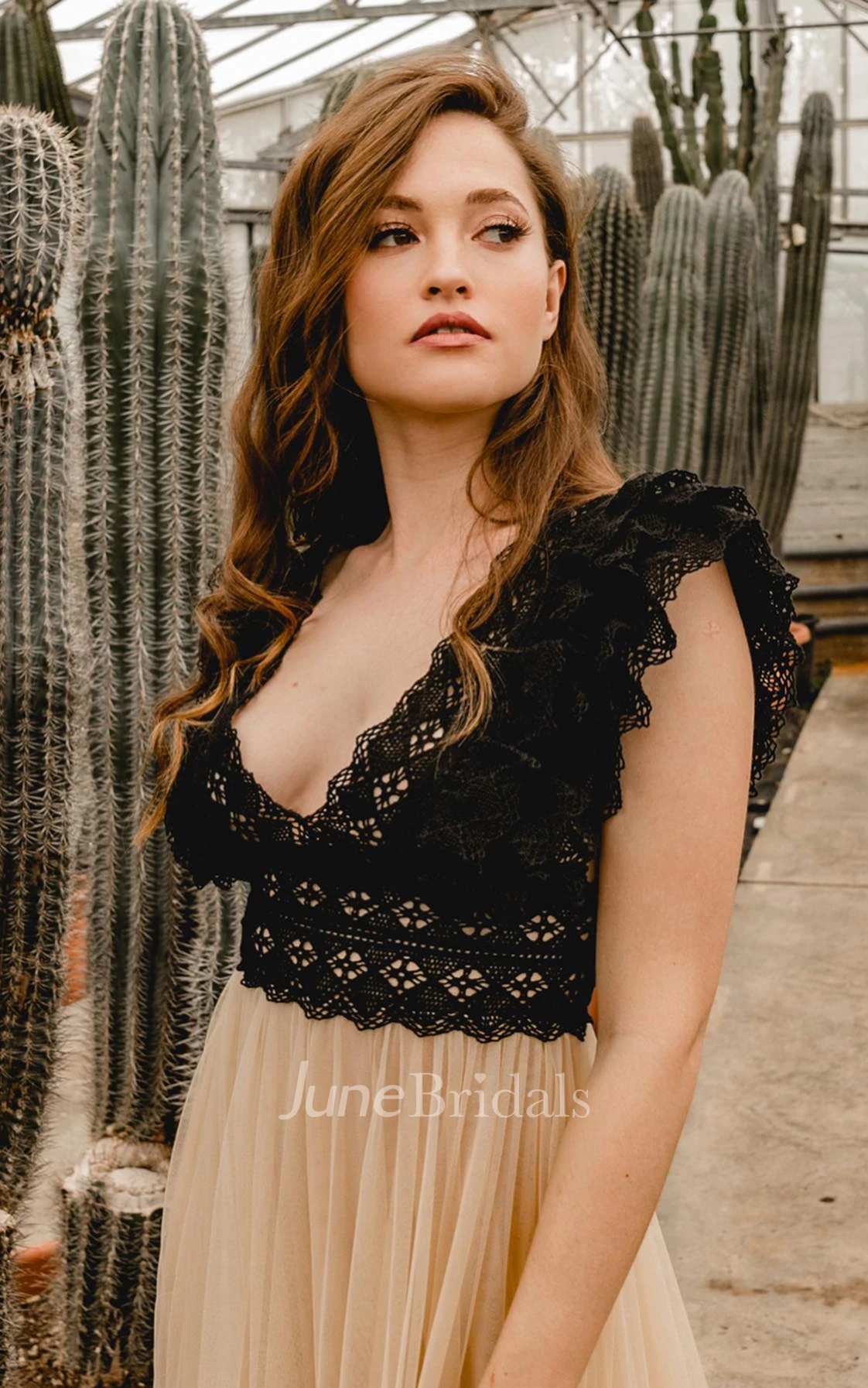 Bohemian A-Line Scalloped Neckline Tulle Sleeveless Evening Dress