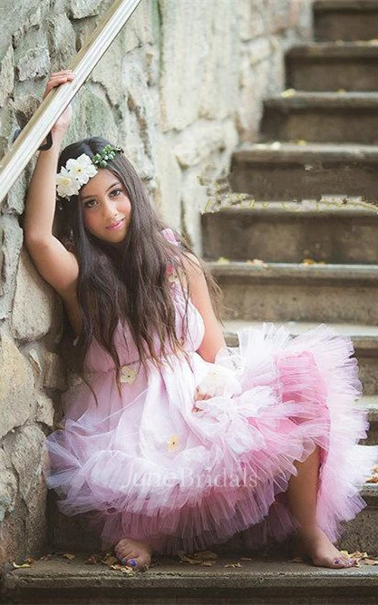 The Celia High End Gown For Girls Pink Ivory Flower Girl Dress