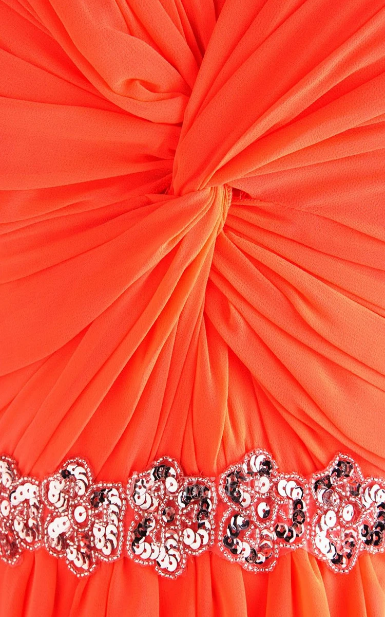 Delicate Sweetheart Drapped Short Dress With Sequined Band