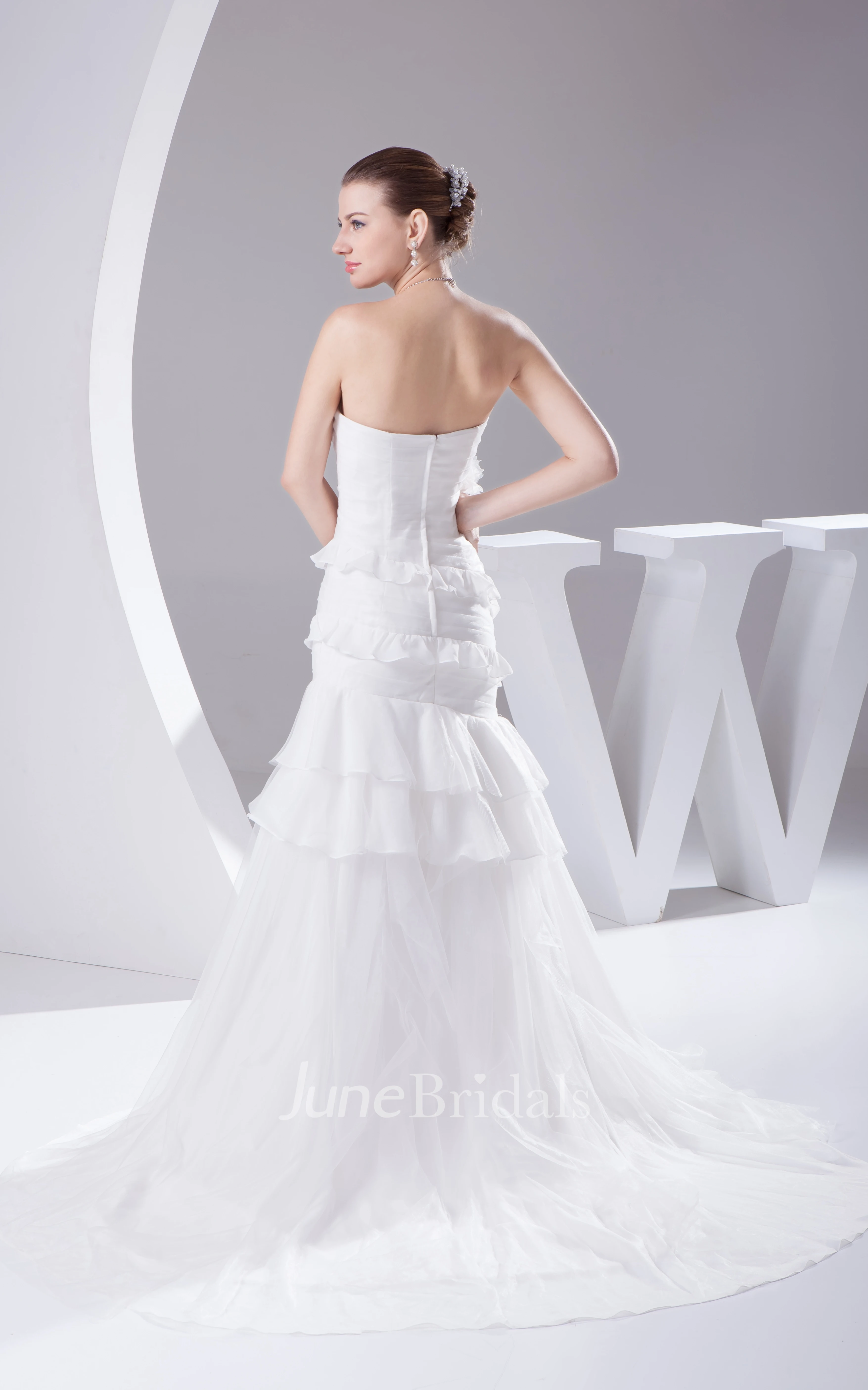 Sweetheart Criss-Cross Mermaid Dress With Flower and Peplum