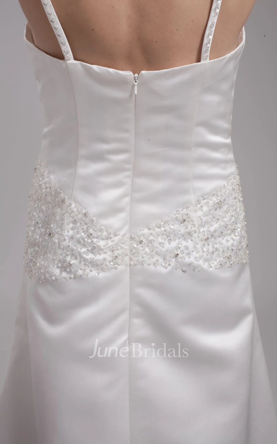 Noble Sleeveless Satin A-Line Dress With Beading and Halter