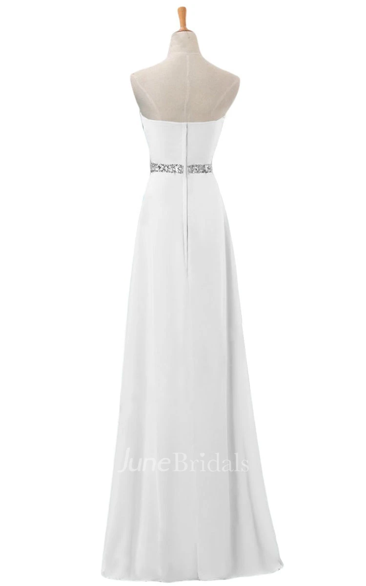 Sweetheart Rhinestoned Pleated A-line Gown With Zipper Back