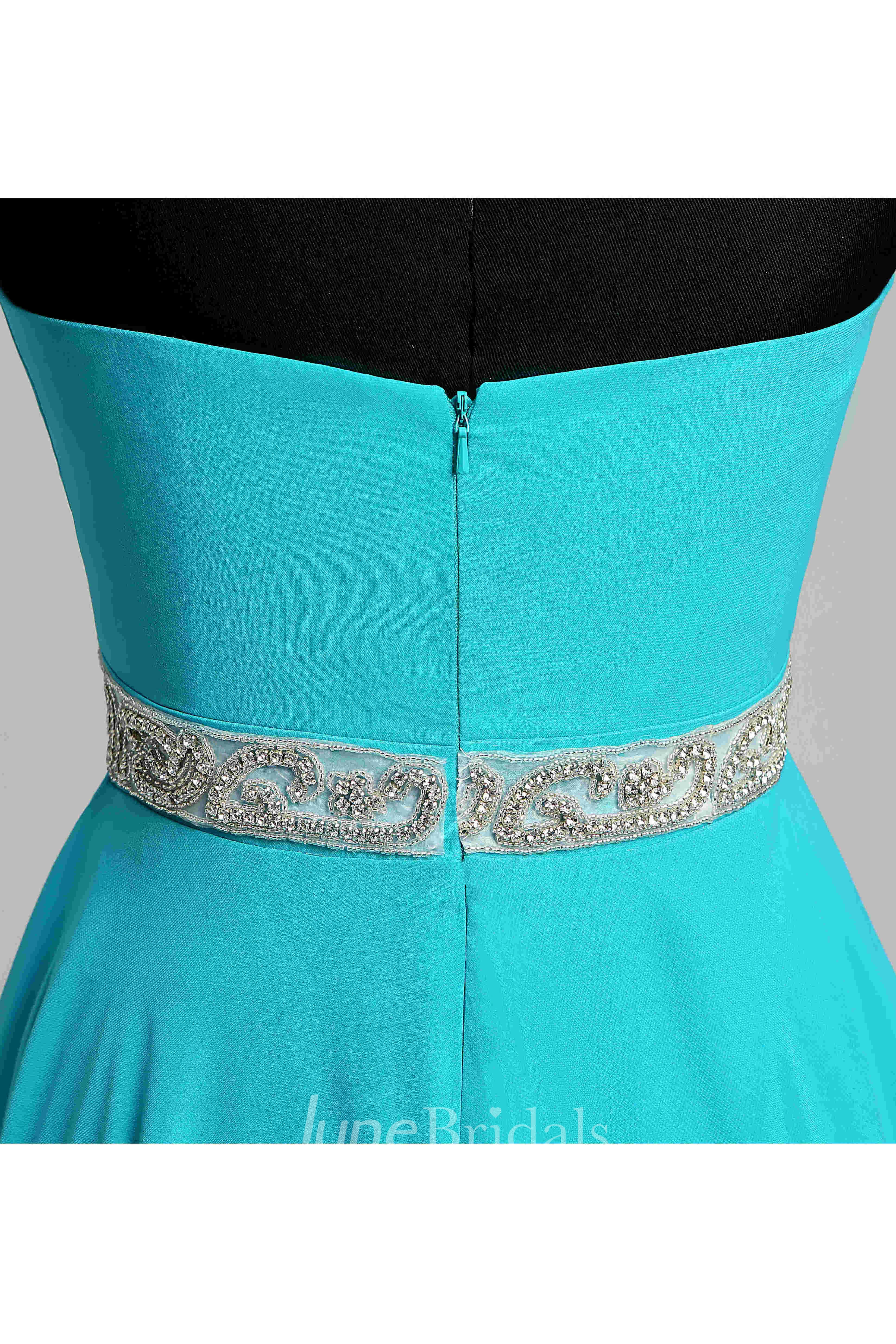 Sweetheart Beaded Waist High Low Chiffon Maternity Dress