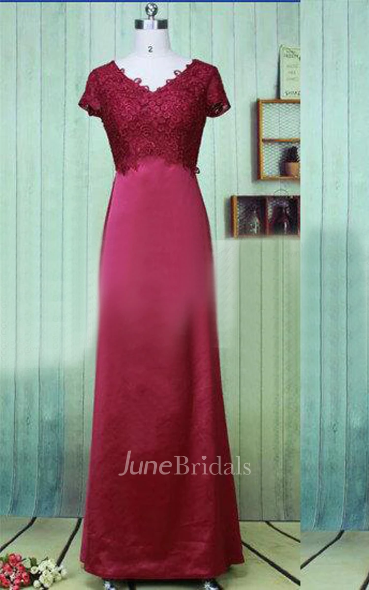 Trumpet Short Long Lace&Satin Dress With Appliques