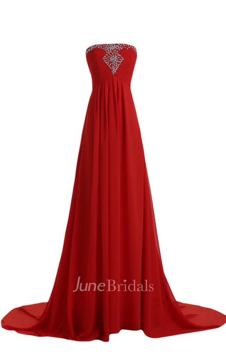 Strapless Court Train With Crystal Trim