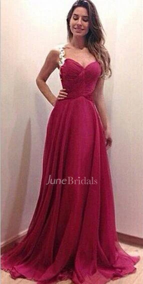 Modern Sweetheart Sleeveless Chiffon Prom Dress Spaghetti Strap Floor-length With Appliques