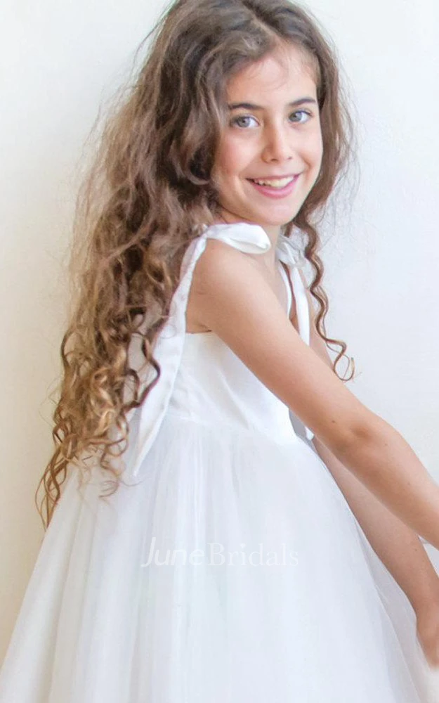 Strapped Tulle Dress With Button Back