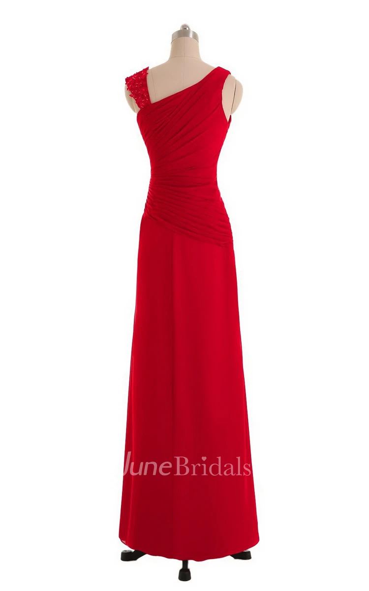 Sleeveless Chiffon Dress With Front Slit and Ruching