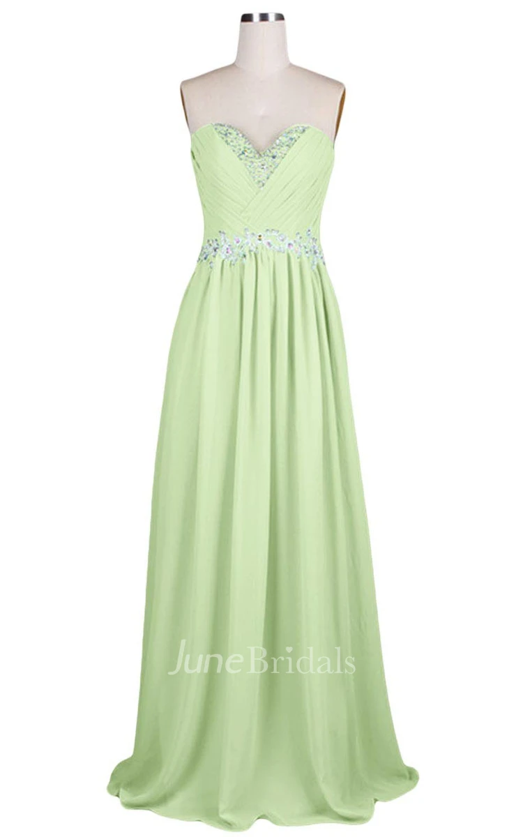 Sweetheart Pleated Beaded A-line Gown With Lace-up Back