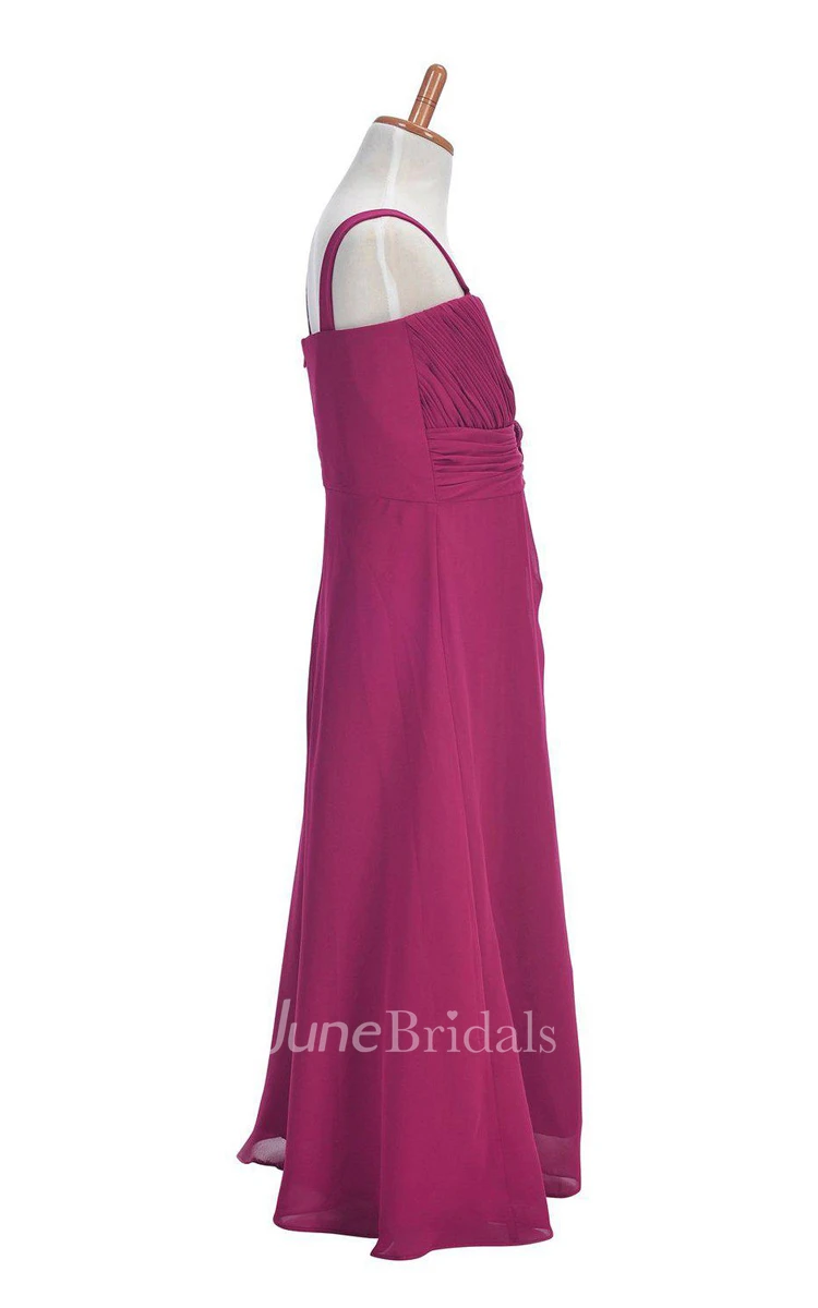 Sleeveless Flowy Dress With Pleats and Flower