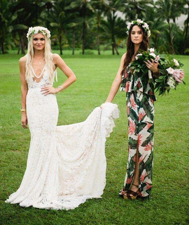 Deep V Neck Appliques Backless Trumpet Beach Lace Mermaid Bohemian Wedding Dress